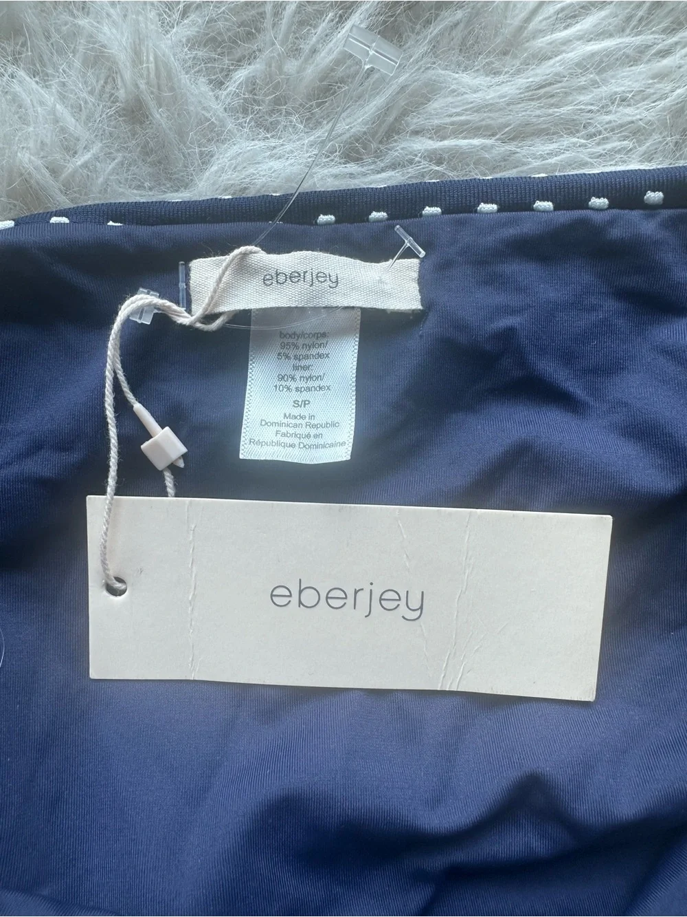Eberjey Coastal dot Navy & White High-Waist Polka Dot Bikini Bottom Small cheeky